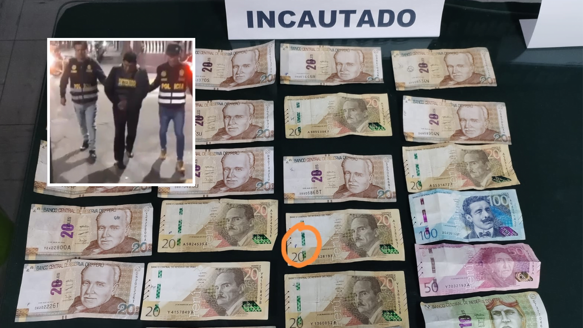 Juez dicta 8 meses de prisión preventiva para sujeto implicado en asalto y robo de S/30 mil a grifo. Tenía billetes que las víctimas habían marcado.