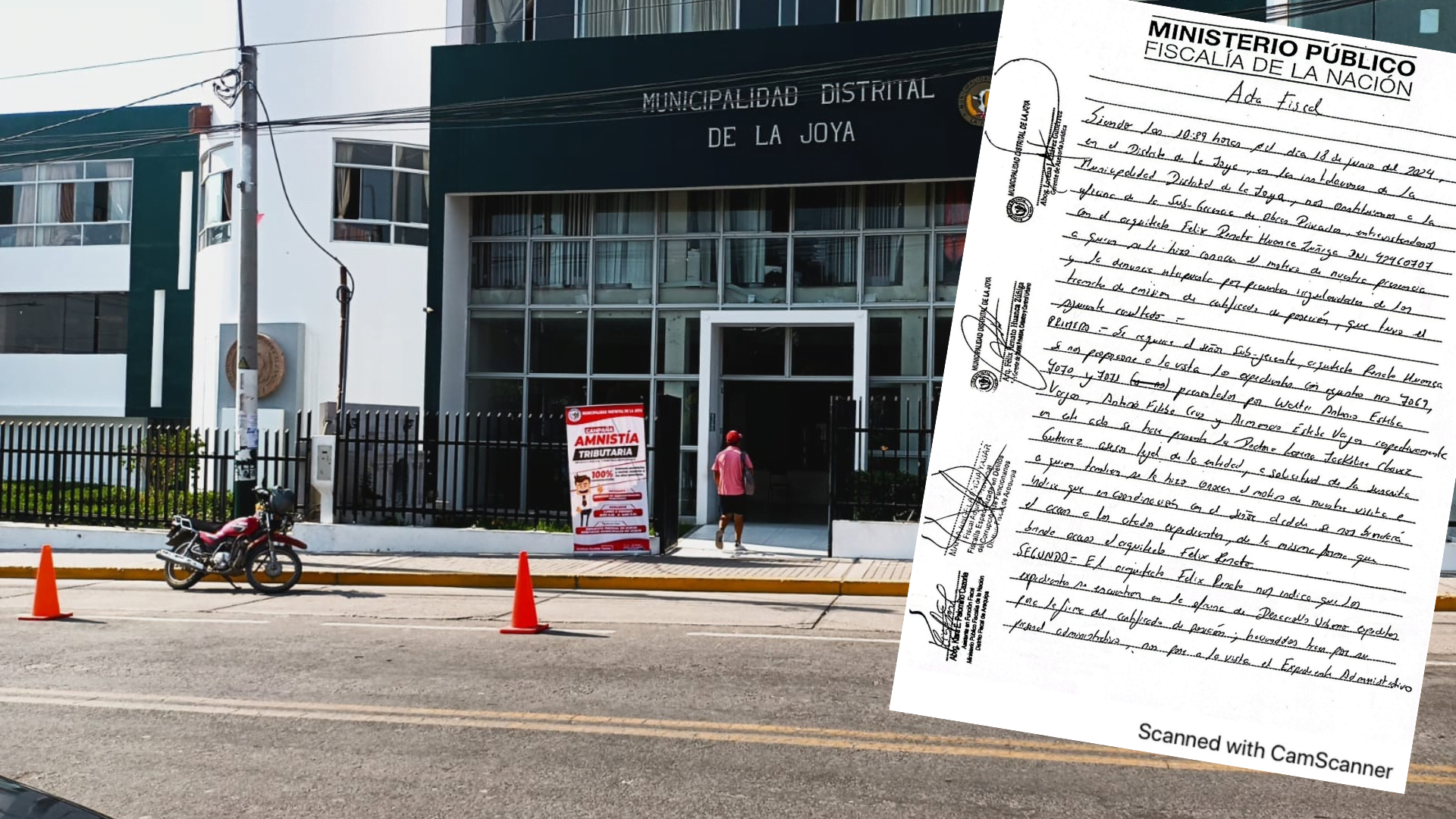 Fiscalía Anticorrupción interviene municipalidad de La Joya por denuncia contra gerente municipal.
