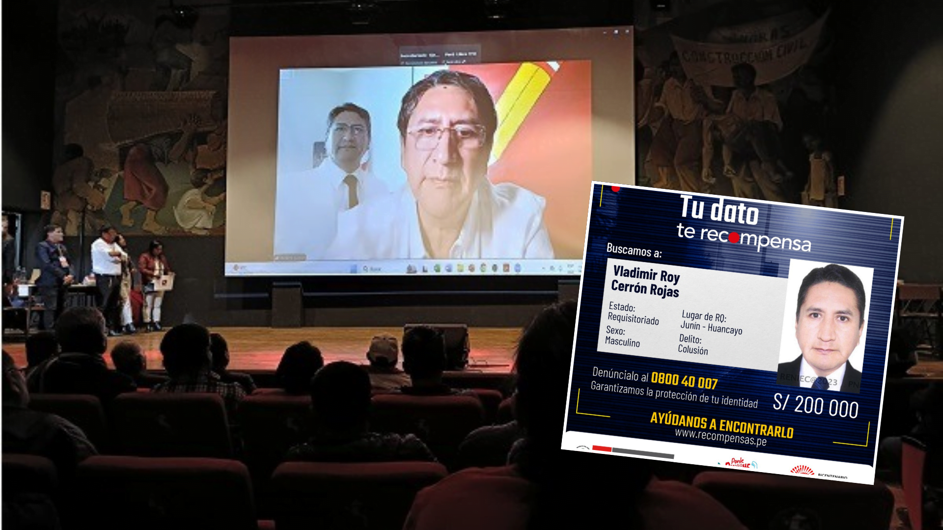 MININTER duplicó a S/200 mil recompensa por la captura de Vladimir Cerrón, tras críticas de Fiscal de la Nación