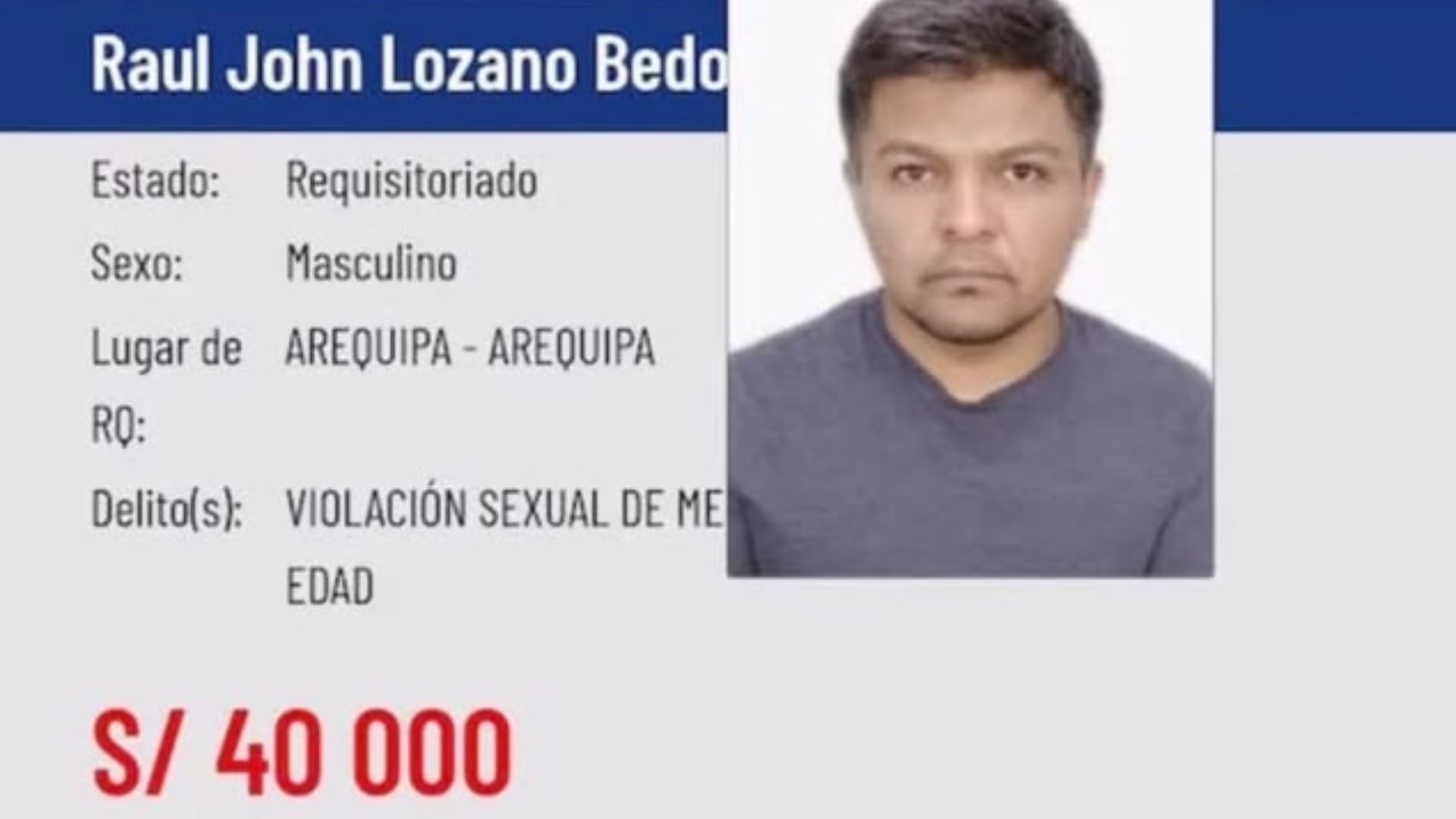 Mininter: ofrecen S/ 40 mil por captura de exdocente del colegio Lord Byron acusado de agresión a menor