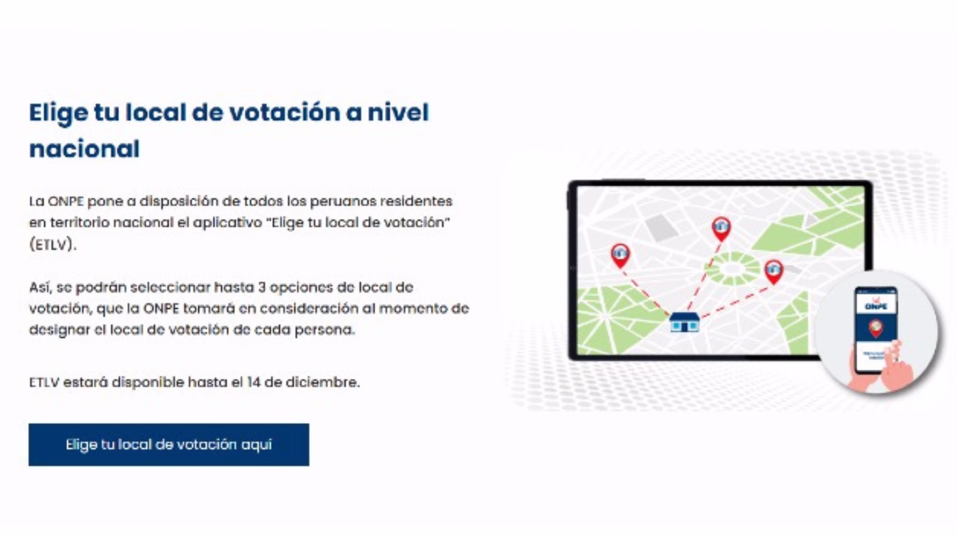 Elecciones 2026: hasta mañana 14 de diciembre para elegir tu local de votación, según ONPE no hay prórroga 1 Elecciones 2026: hasta mañana 14 de diciembre para elegir tu local de votación, según ONPE no hay prórroga