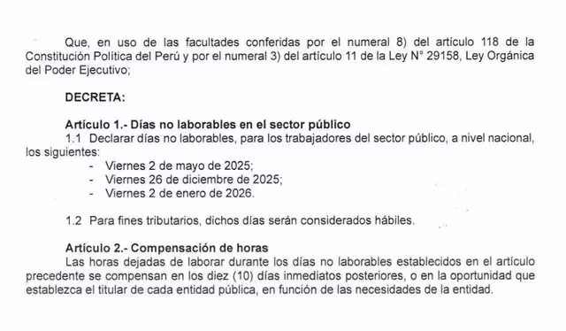¿El 2 de enero será feriado en Perú? Lo que establece el calendario laboral para el inicio del 2026 2026
