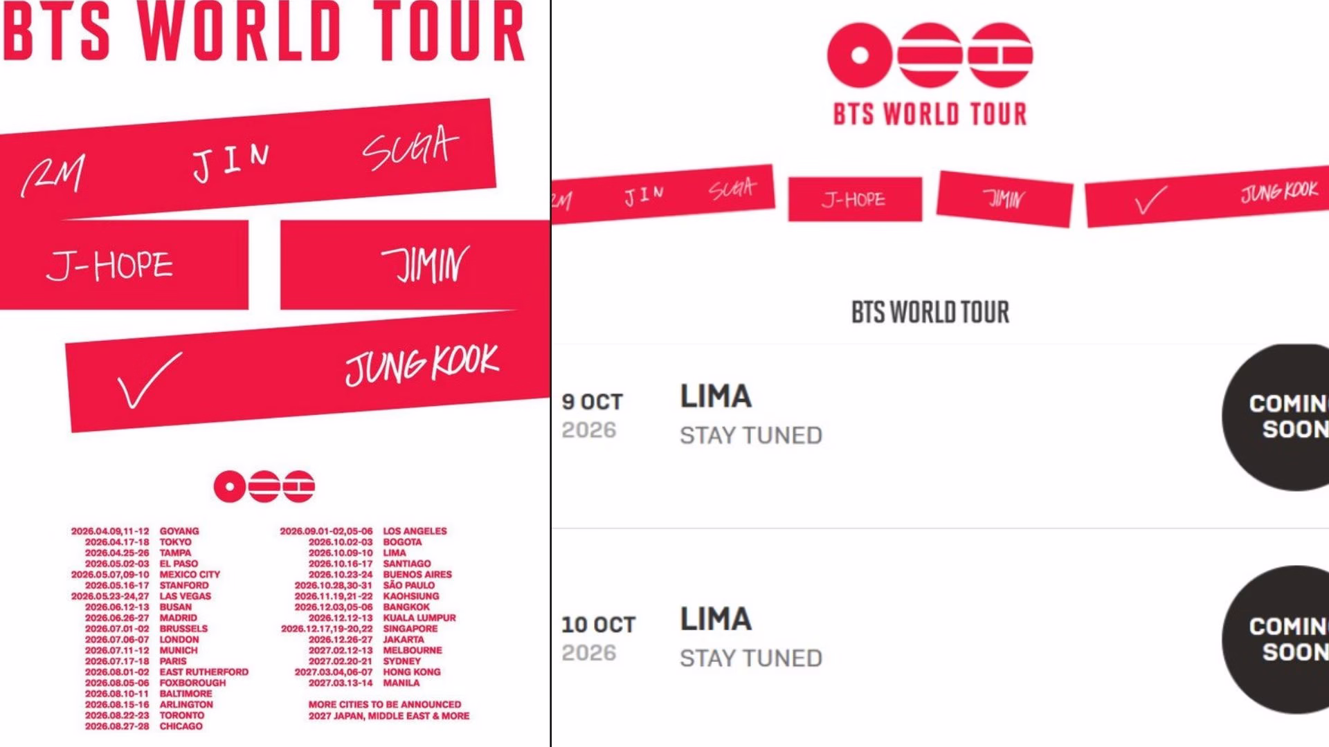 ¡Las ARMYS festejan!, BTS confirma gira mundial 2026 e incluye a Perú por primera vez: ubicación y fechas 1 ¡Las ARMYS festejan!, BTS confirma gira mundial 2026 e incluye a Perú por primera vez: ubicación y fechas