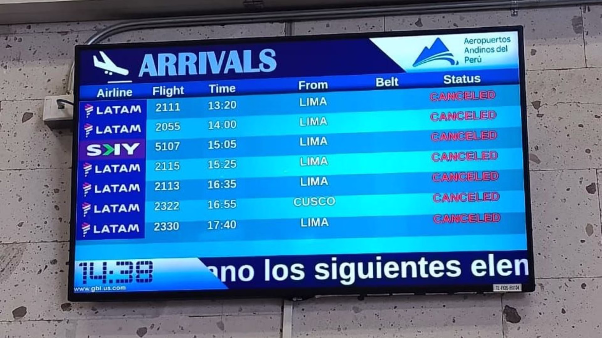 Arequipa: cancelaron todos los vuelos en el aeropuerto Alfredo Rodríguez Ballón por intensa neblina