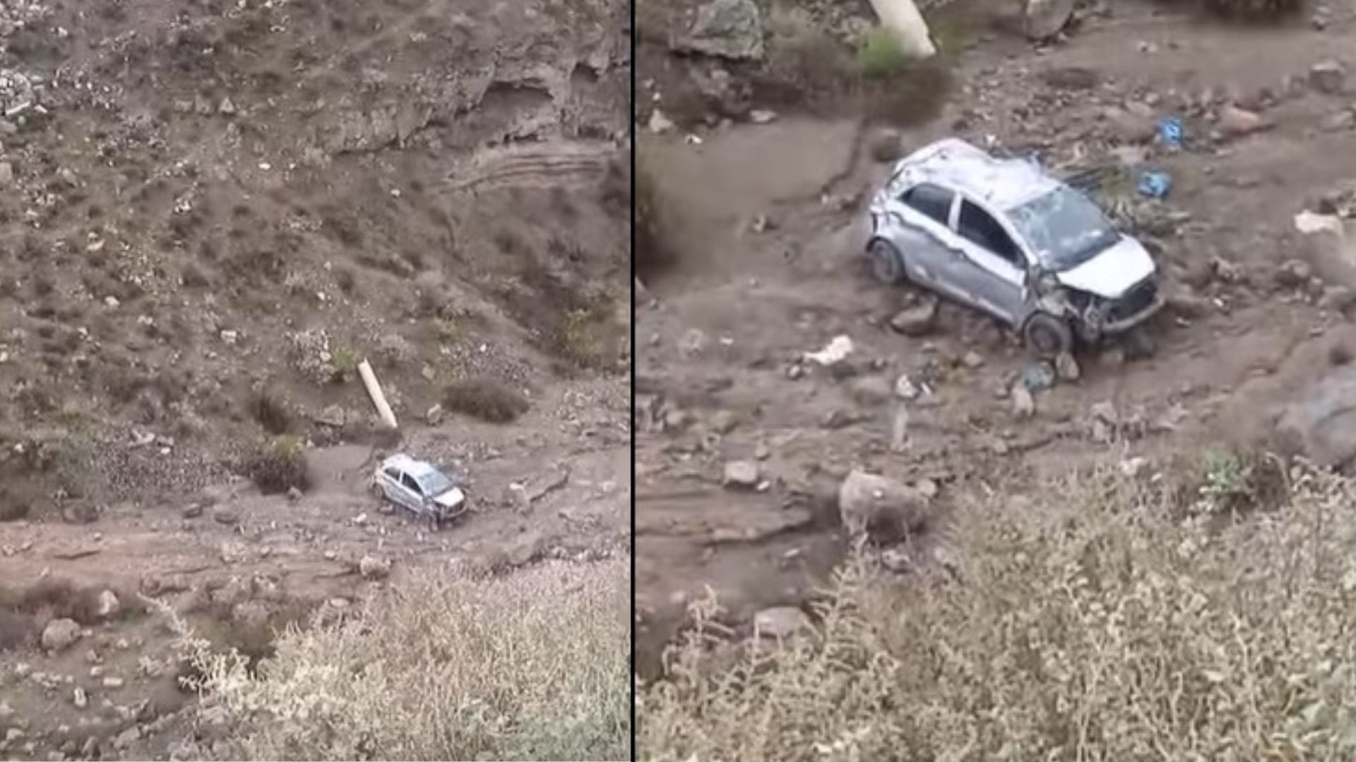 Arequipa: chofer cae con su auto a torrentera de más de 100 metros al huir de delincuentes en Cayma