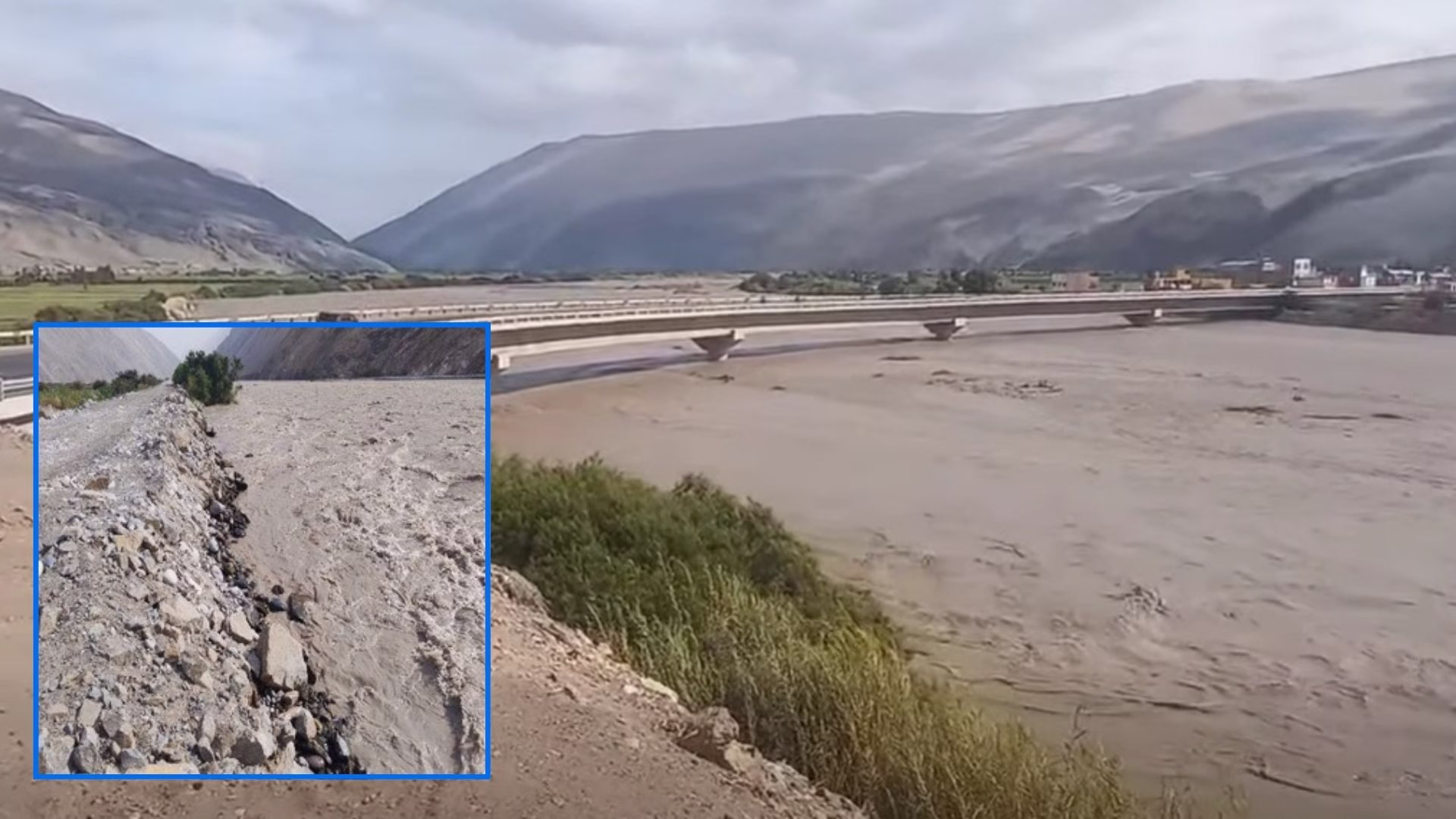 Arequipa: Río Ocoña se desborda y causa daños en vías y cultivos en Camaná tras incremento de caudal