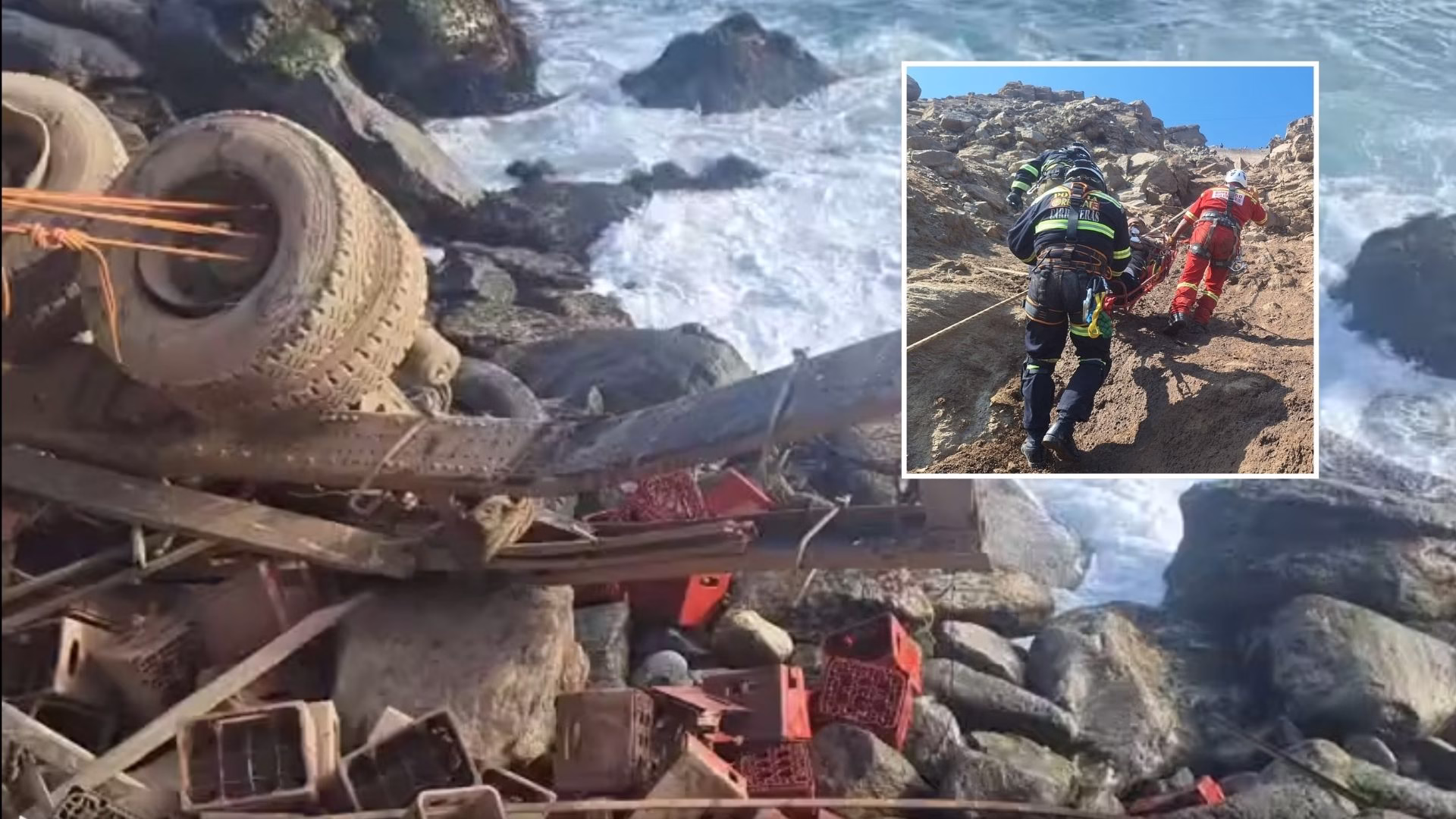 Camión cargado de cerveza cae al mar en Ocoña: accidente en Panamericana Sur deja un fallecido y 2 sobrevivientes