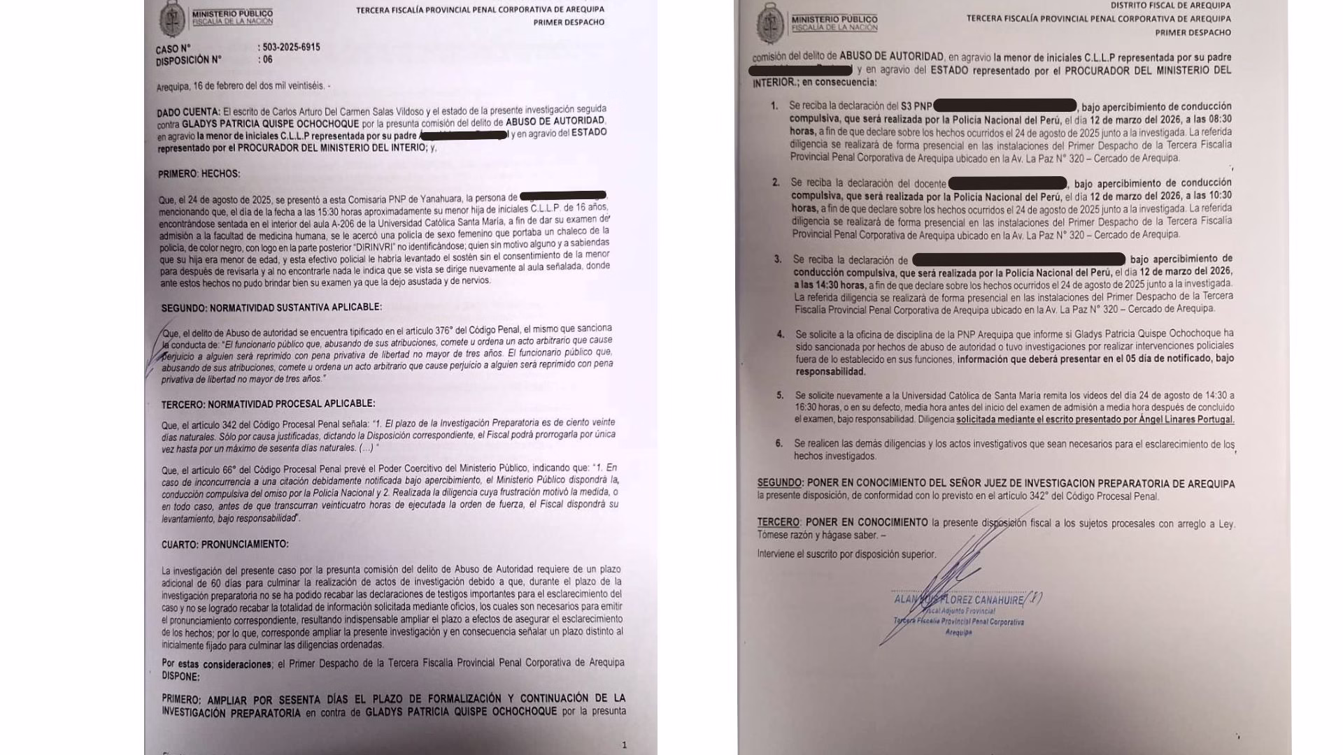 BAM Noticias tuvo acceso a una de las últimas disposiciones emitidas por el fiscal Flores Canahuire