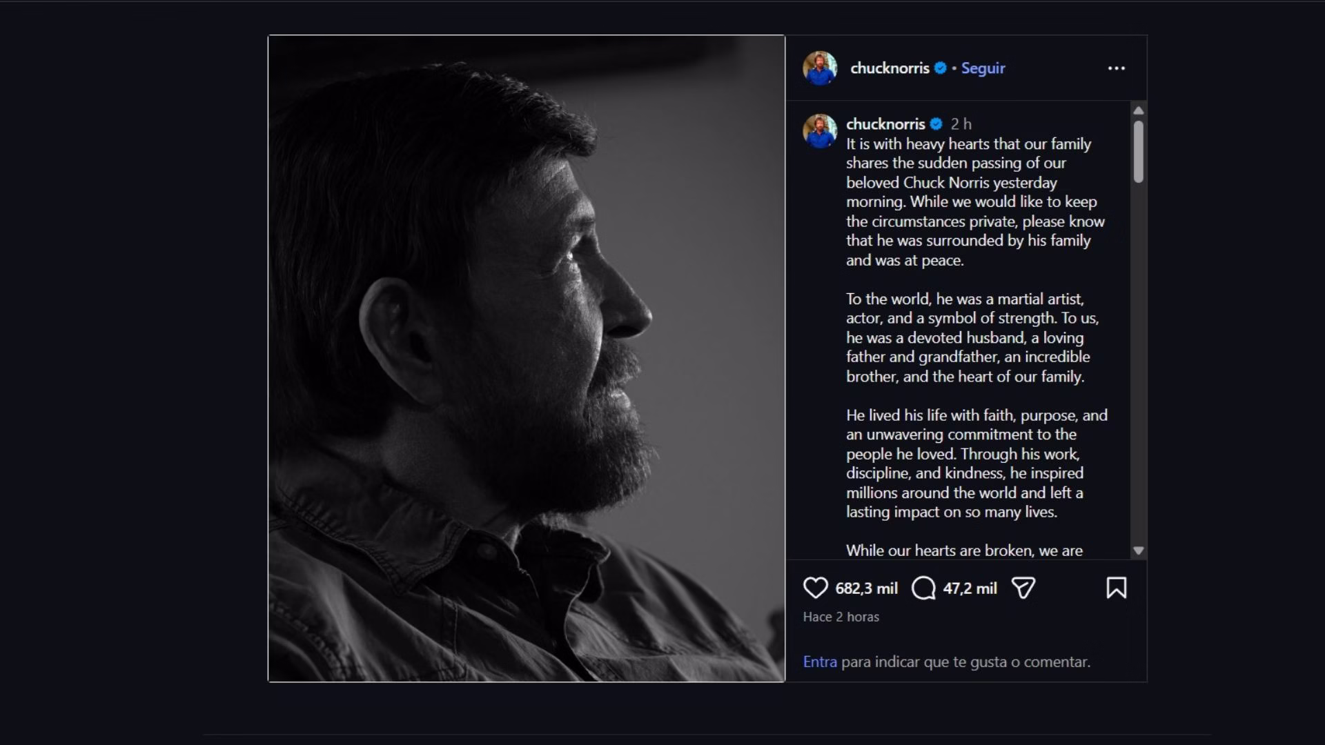 Fallece Chuck Norris a los 86 años en Hawái: familia emitió comunicado de la leyenda del cine de acción