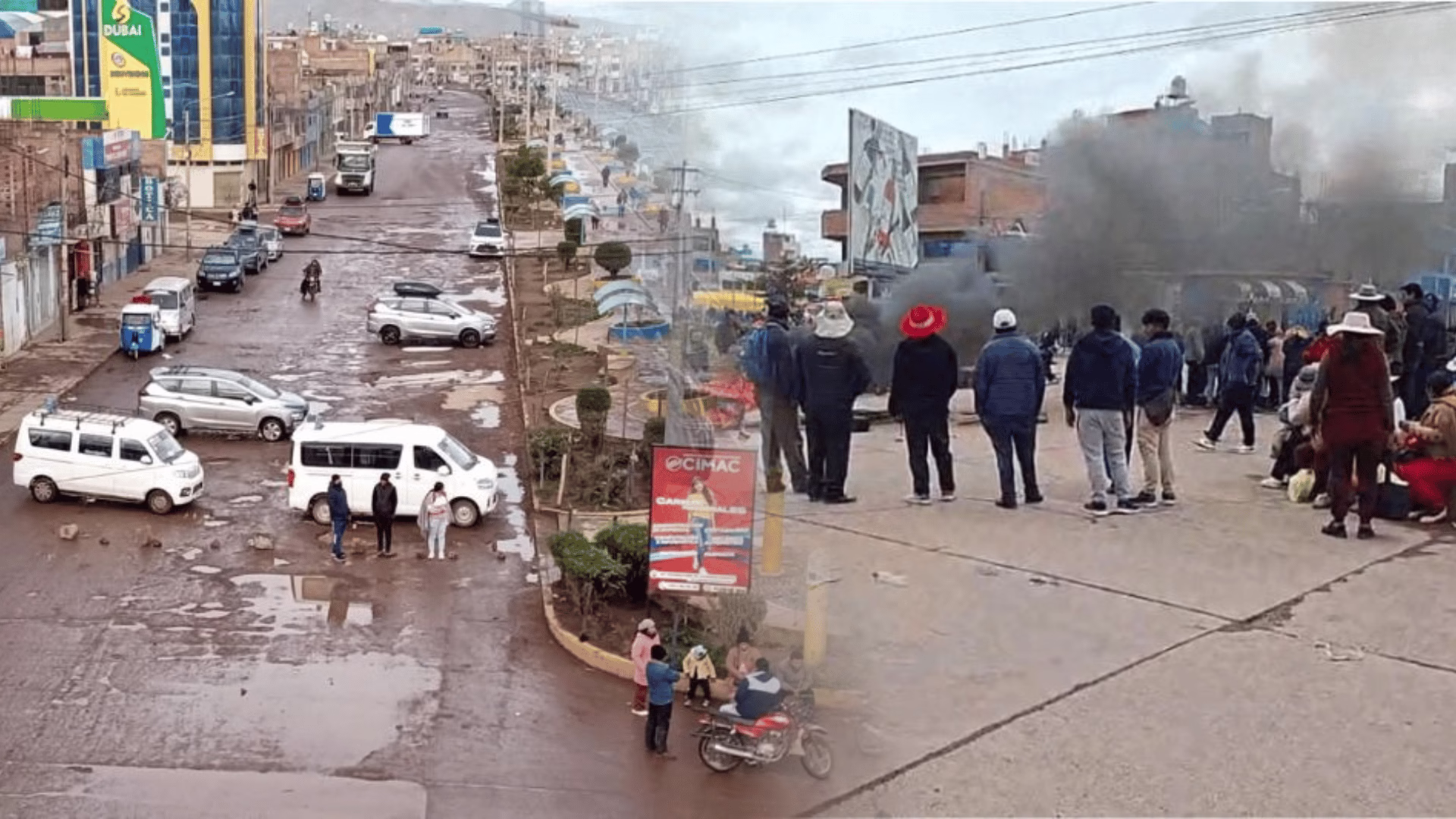 Paro total en Juliaca: bloqueos y protestas paralizan el transporte por alza de combustibles.