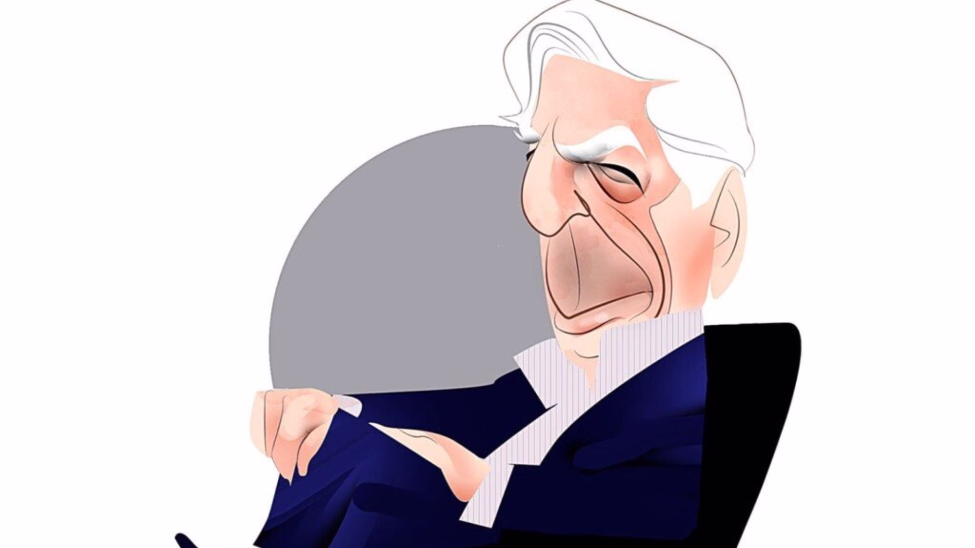 Mario Vargas Llosa. Caricatura de Luis Grañena.
