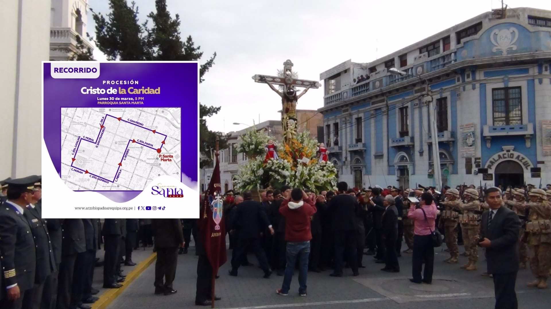 Semana Santa en Arequipa: procesión del Cristo de la Caridad recorre el Centro Histórico en Lunes Santo