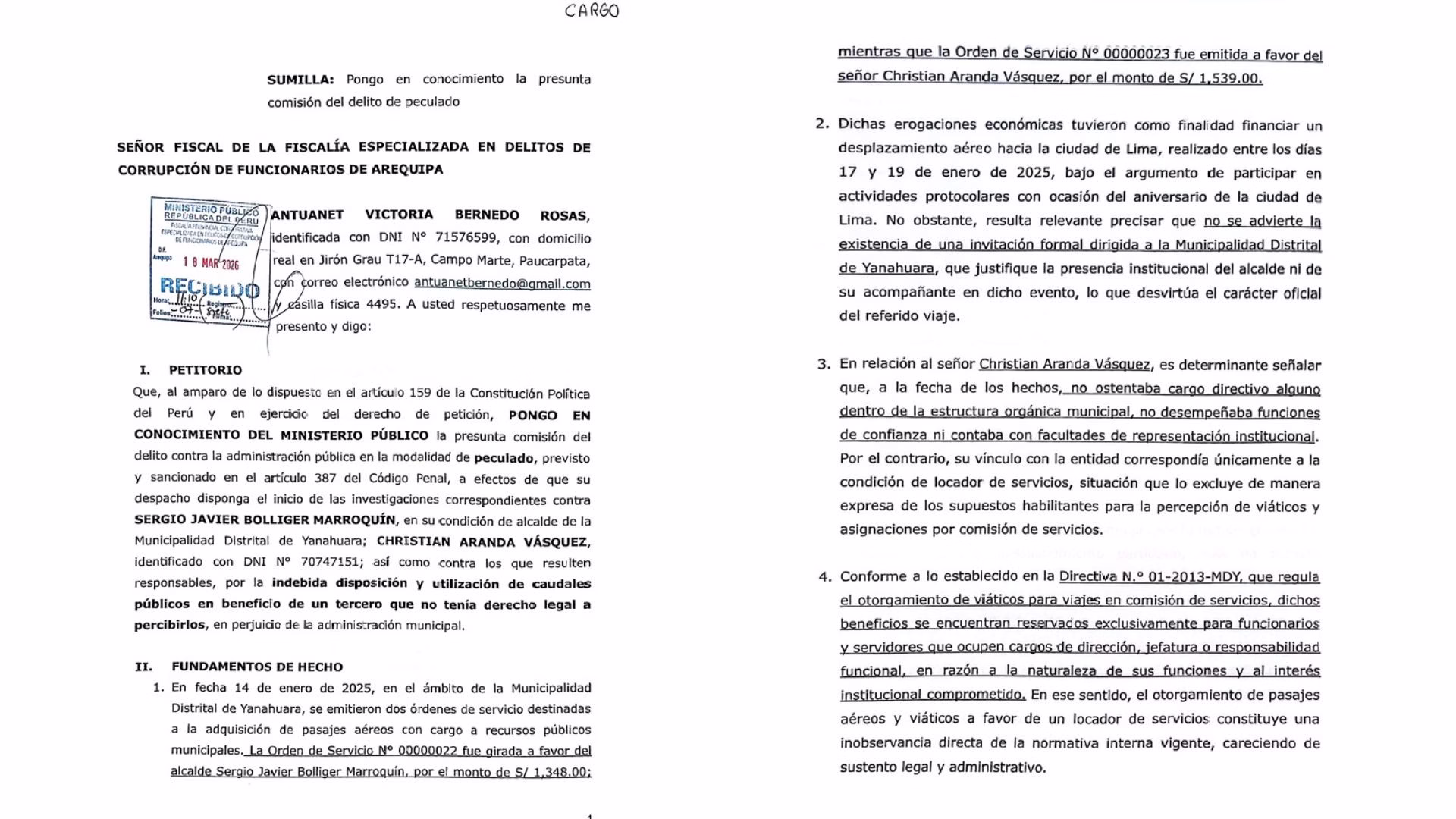 Denuncian por peculado al alcalde de Yanahuara y candidato de Renovación Popular por uso de fondos públicos 1 Denuncian por peculado al alcalde de Yanahuara y candidato de Renovación Popular por uso de fondos públicos