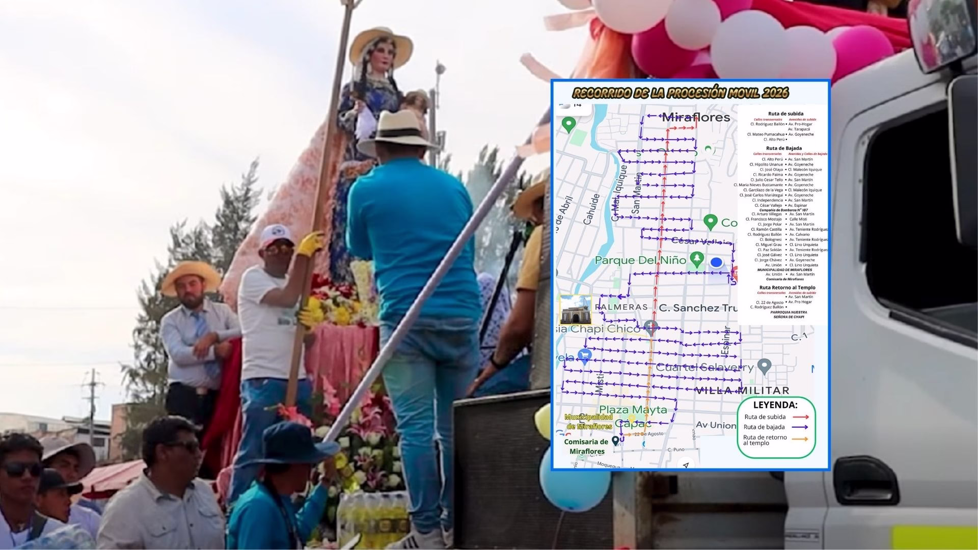 Procesión móvil de Virgen de Chapi recorrerá Miraflores este 26 de abril: reunirá a miles de fieles