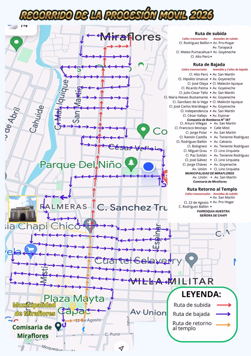 Procesión móvil de Virgen de Chapi recorrerá Miraflores este 26 de abril: reunirá a miles de fieles 1 Procesión móvil de Virgen de Chapi recorrerá Miraflores este 27 de abril: reunirá a miles de fieles