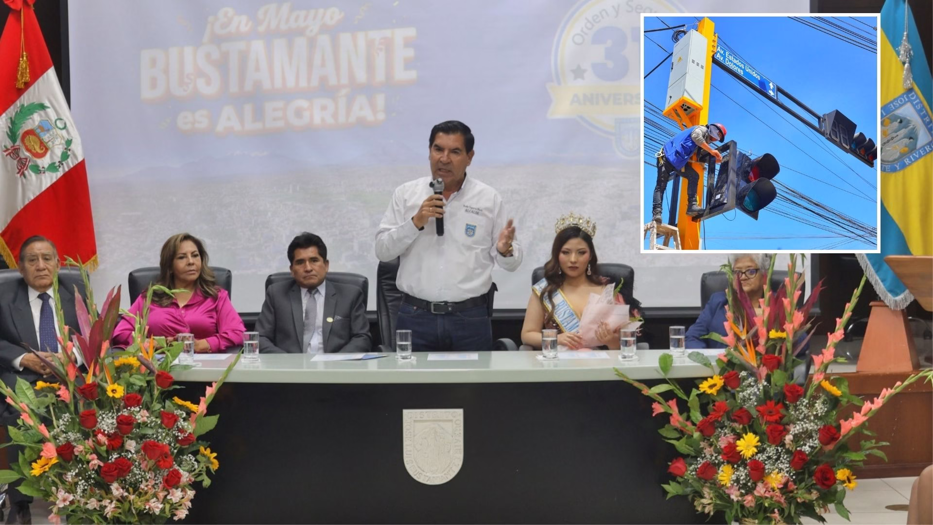 Arequipa: Bustamante y Rivero impulsa semaforización inteligente y seguridad en su 31 aniversario