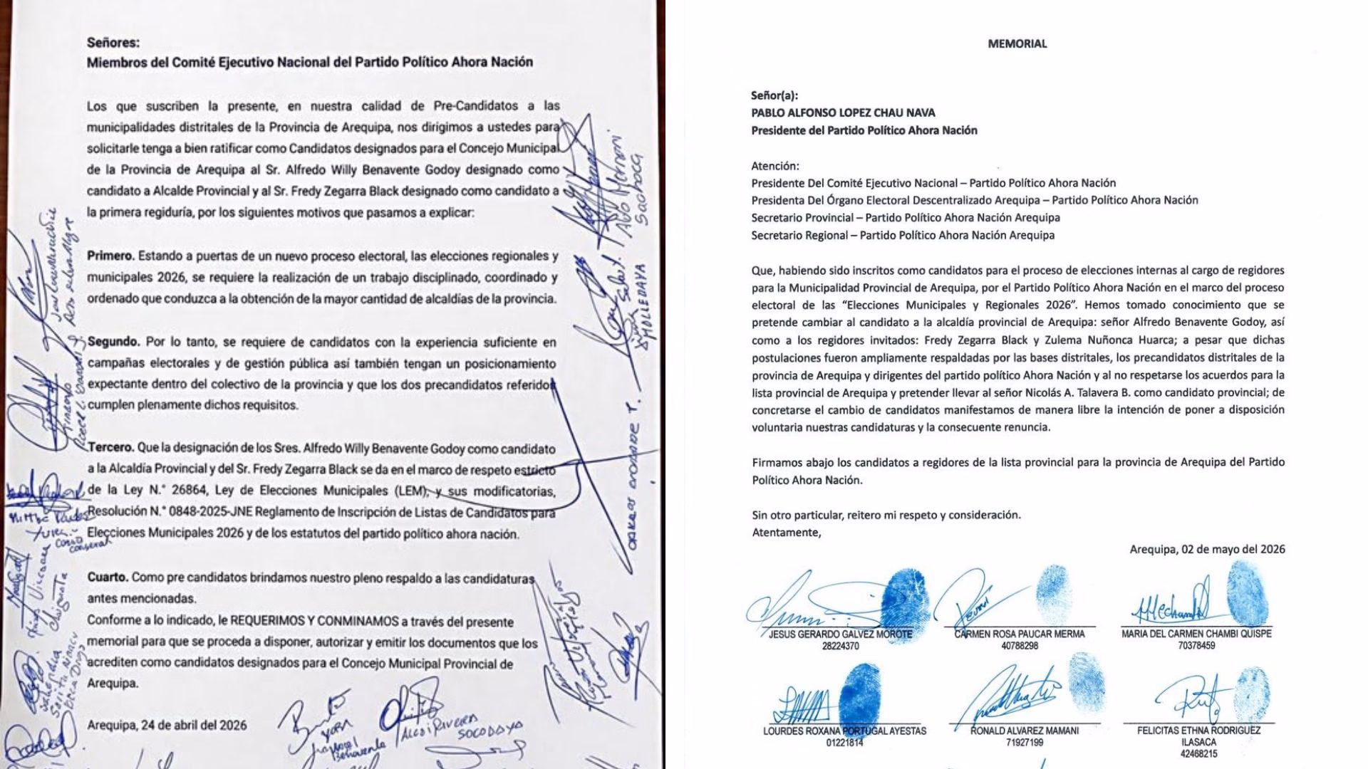 Crisis en Ahora Nación en Arequipa: precandidatos no quieren a Nico Talavera y advierten renuncias