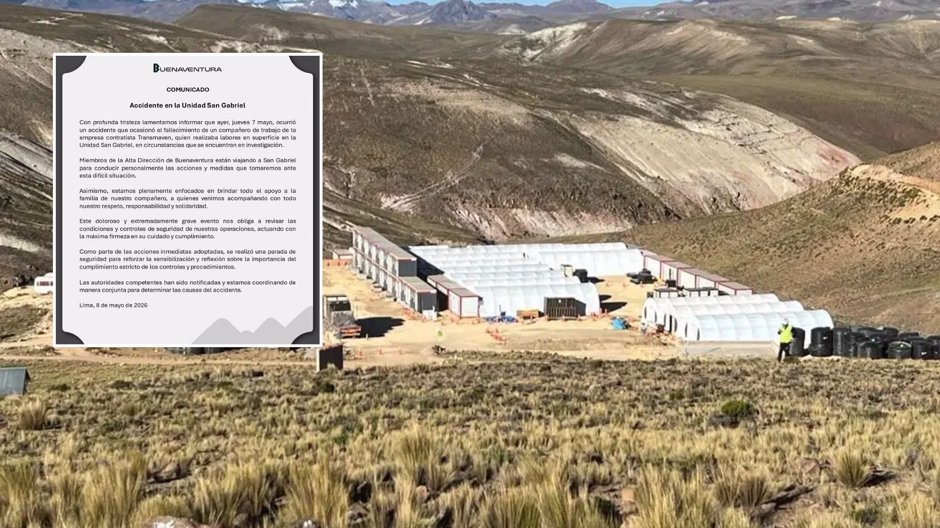 Moquegua: trabajador muere tras deslizamiento de piedras en minera San Gabriel de Buenaventura en Ichuña