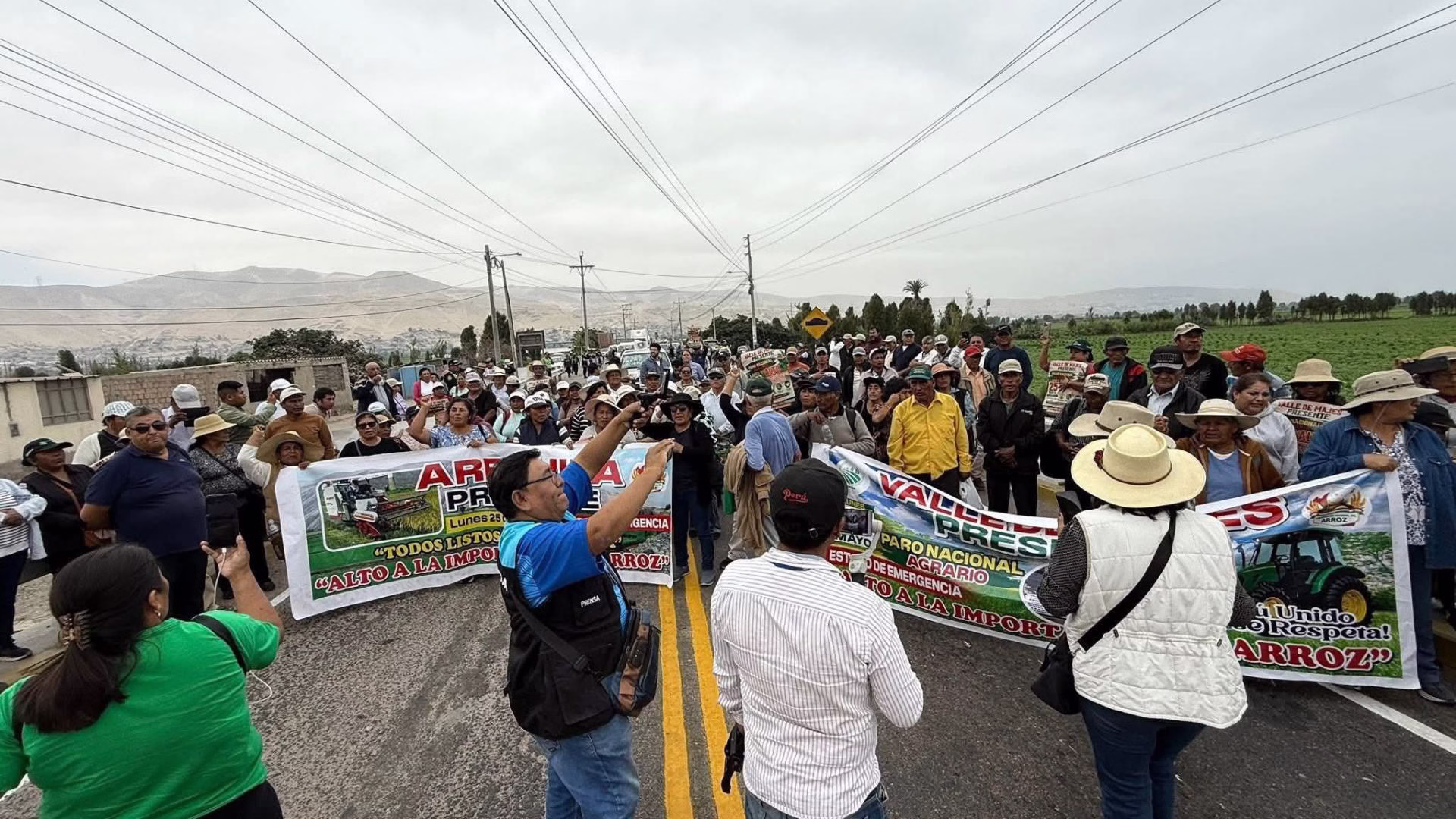 Arroceros de Camaná, Majes y Corire protestan por bajos precios del arroz: bloquearon la Panamericana Sur