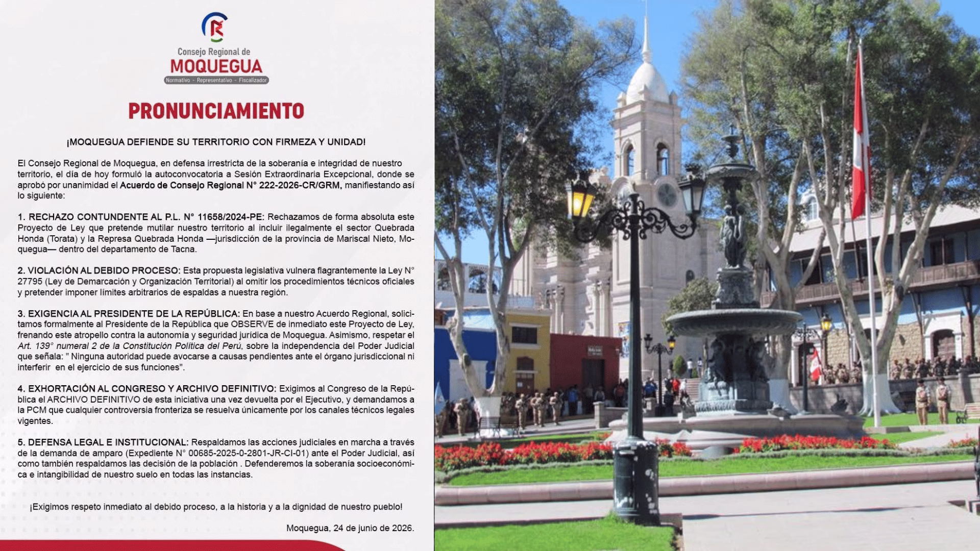 Moquegua: suspenden clases del 25 de junio en la provincia de Mariscal Nieto por posibles medidas de fuerza.