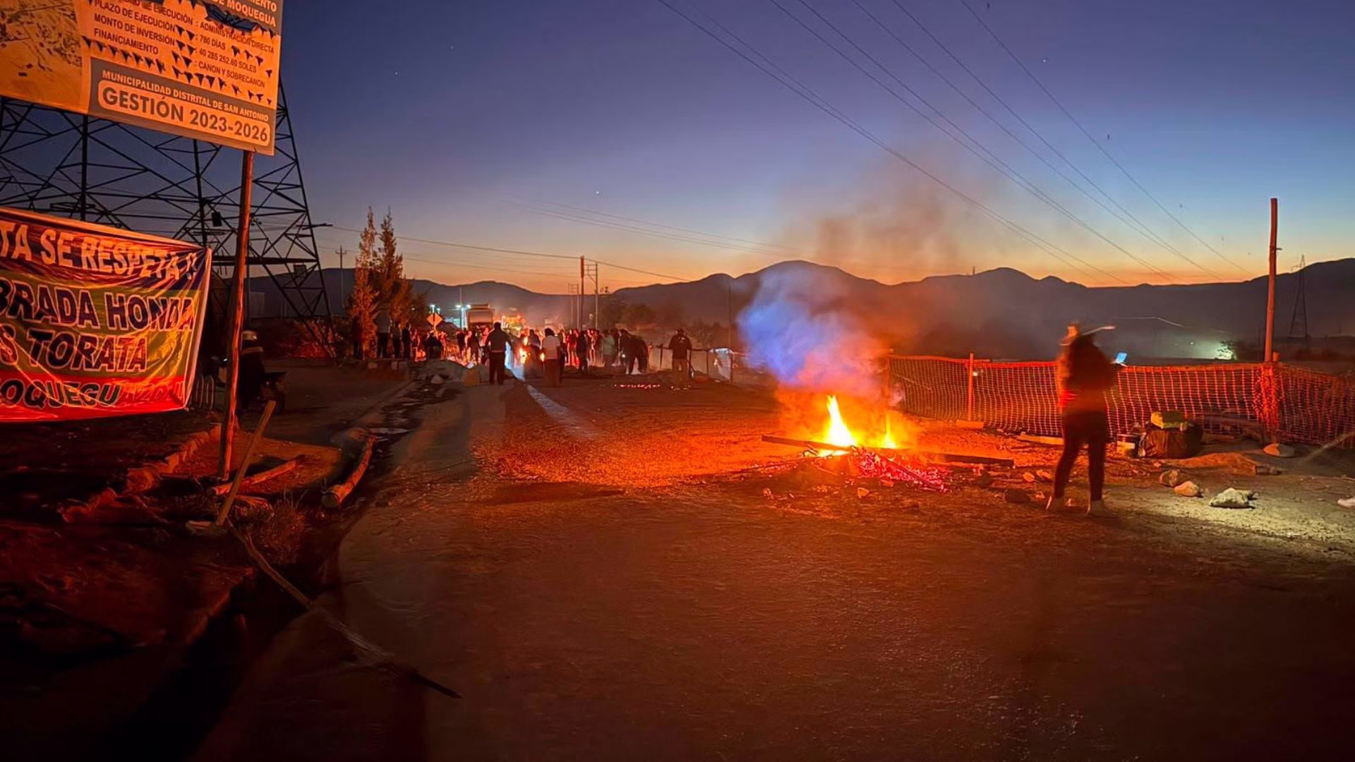 Bloqueo en Moquegua continúa tras reunión sin acuerdos con el Gobierno por conflicto limítrofe con Tacna