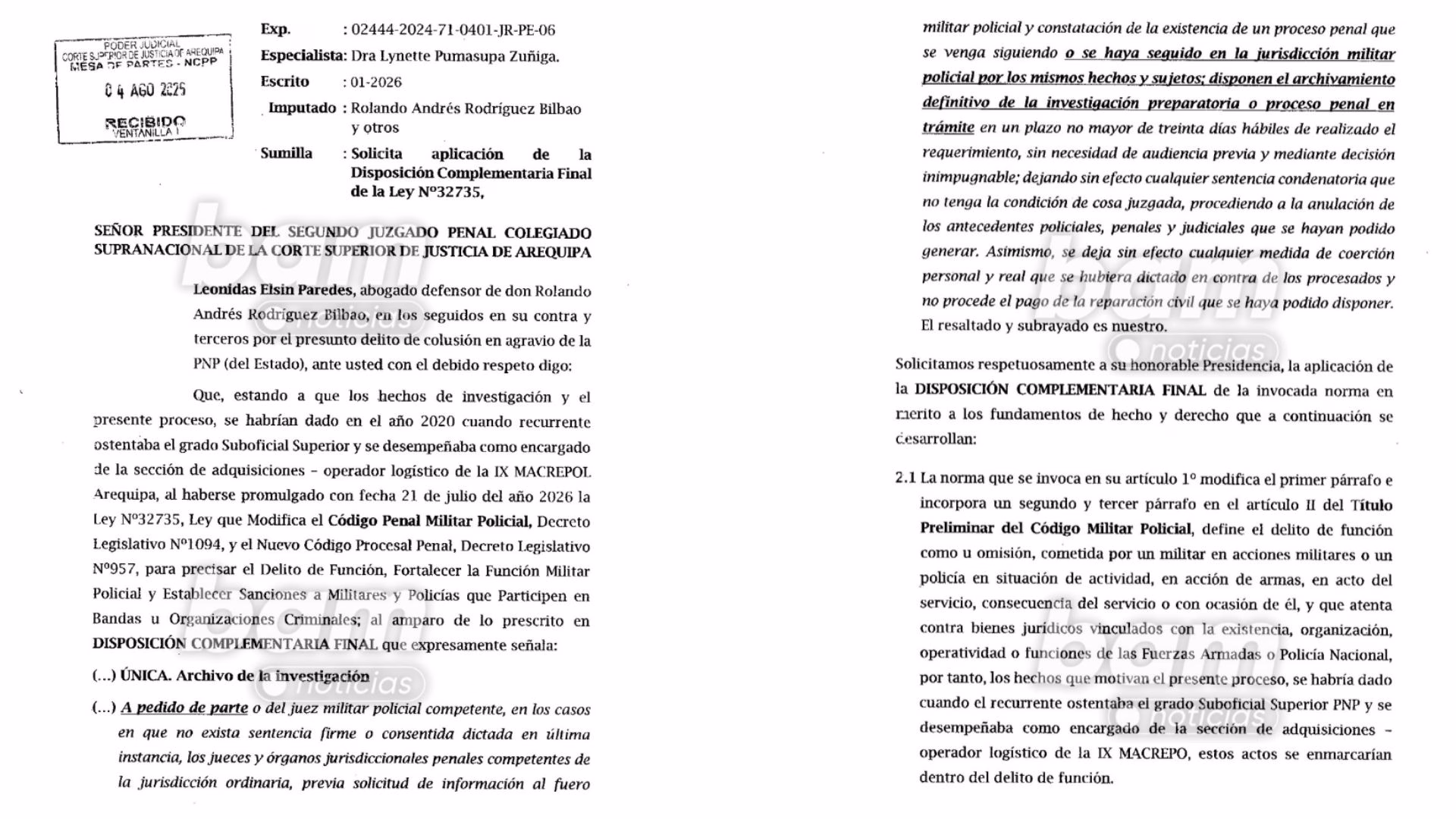 Caso “Policías Albañiles”: defensa de investigado pide archivar acusación invocando Ley Rospigliosi