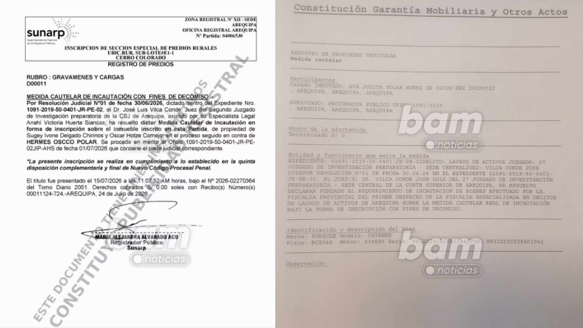 Elecciones 2026: propiedades de candidato Hermes Oscco ya fueron incautadas, según reporte de Registros Públicos 