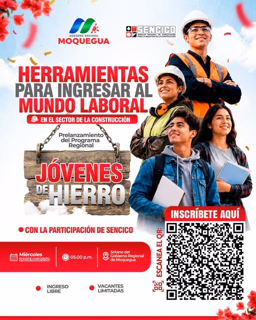 GORE Moquegua lanza programa de formación técnica gratuita con 270 becas para jóvenes 2026