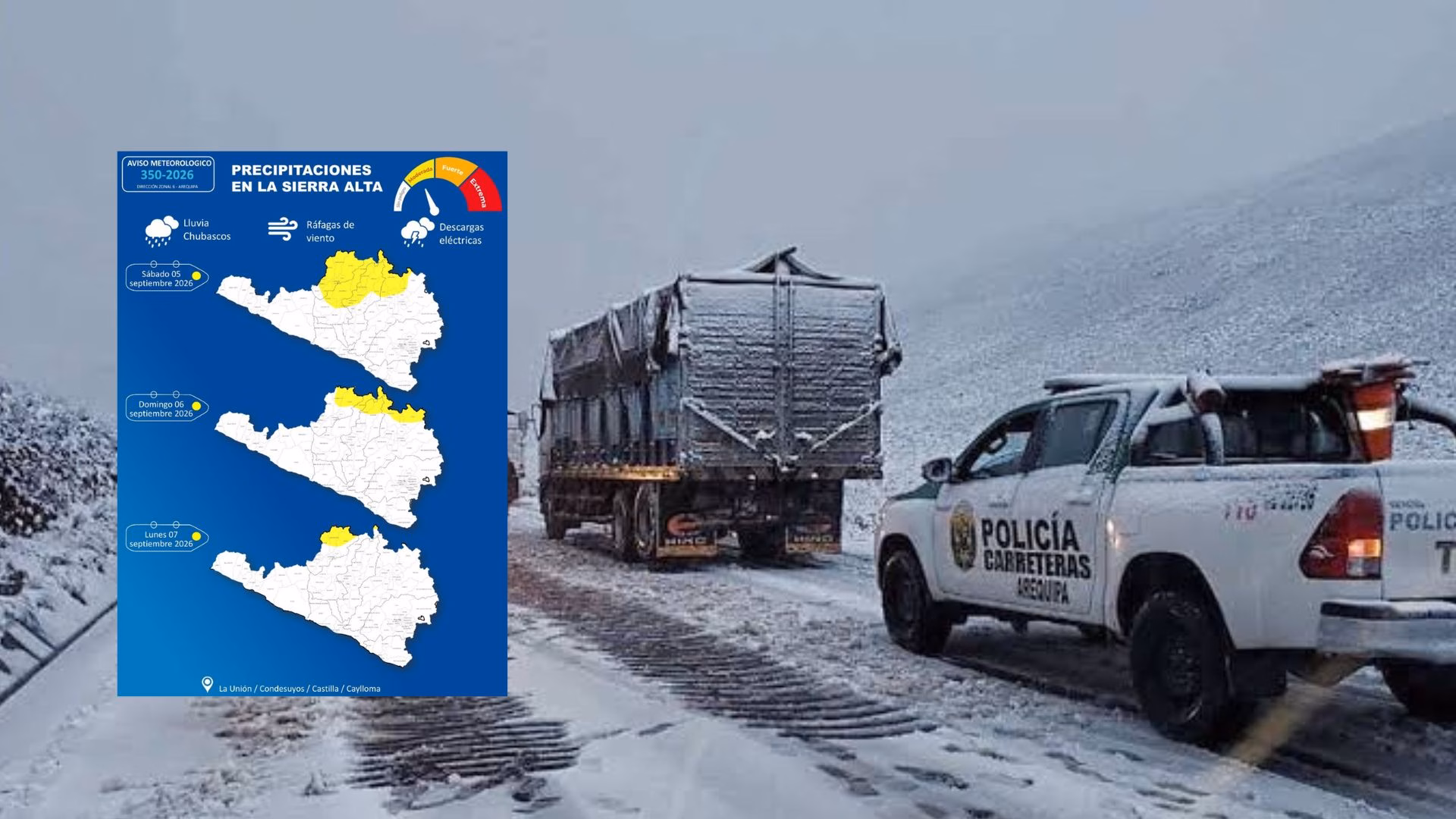 Senamhi Arequipa alerta lluvias, nieve y granizo en las zonas altas: hasta el lunes 7 de setiembre