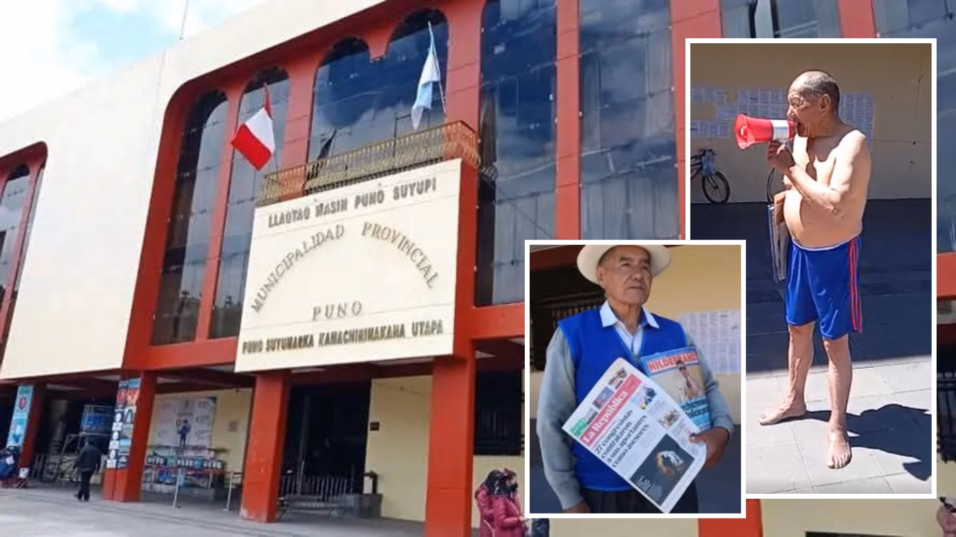 ¡Protesta en Puno! Canillita de 69 años reclama frente al municipio por deuda acumulada de 10 mil soles.