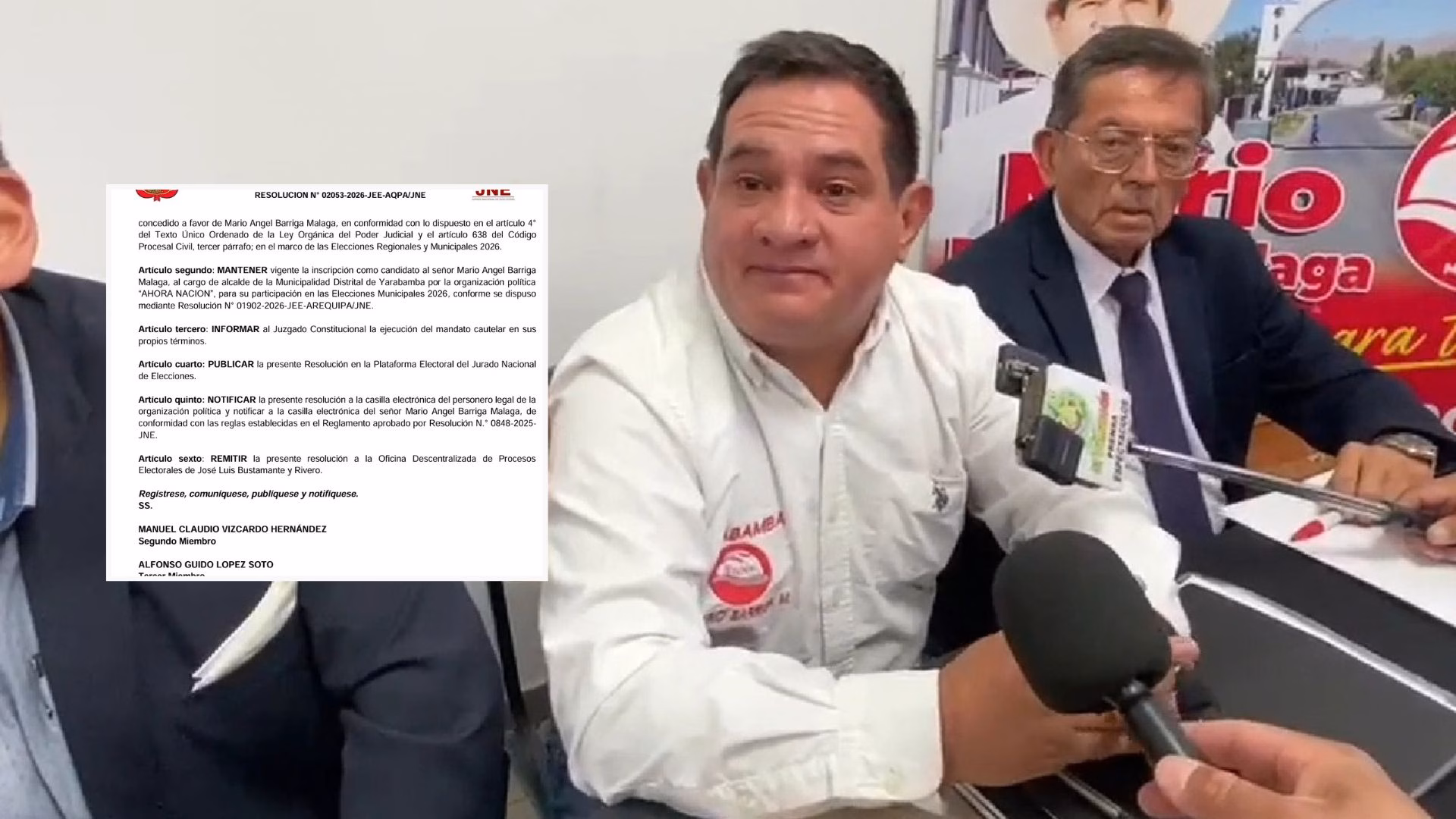 Arequipa: JEE mantiene candidatura de Mario Barriga a la alcaldía de Yarabamba tras aceptar fallo judicial