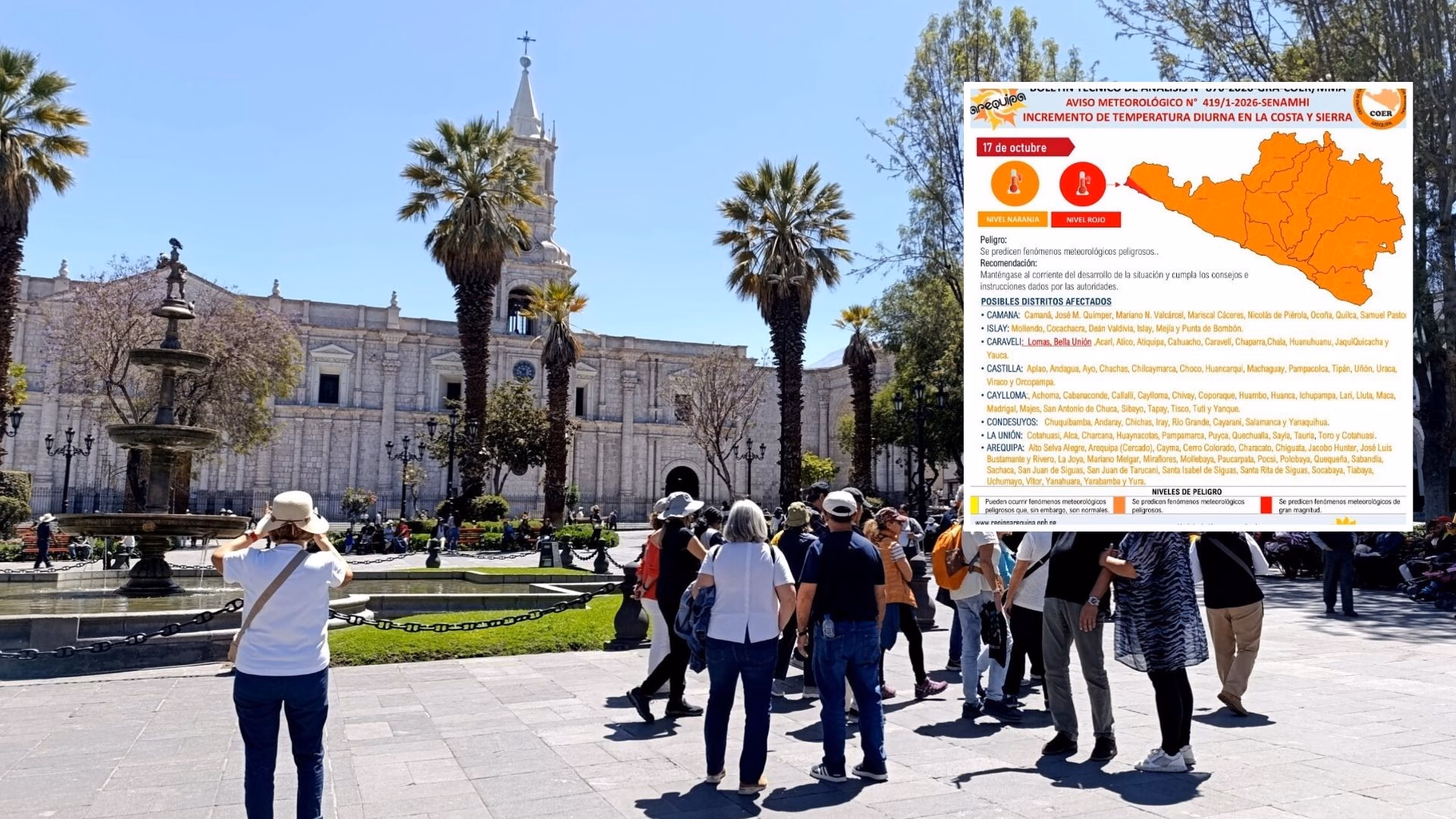 Arequipa soportará temperaturas de hasta 30 °C hasta el lunes 19 de octubre, alerta el Senamhi