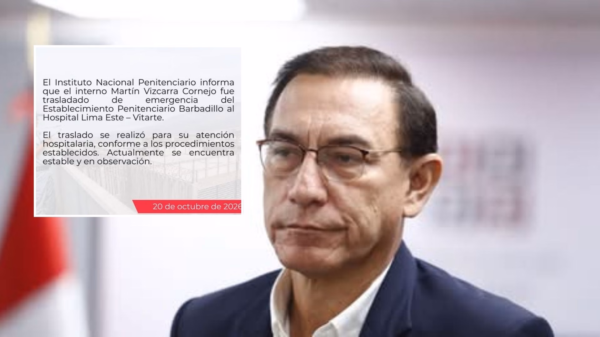 Martín Vizcarra es trasladado a UCI tras presentar una complicación cardíaca en hospital de Ate
