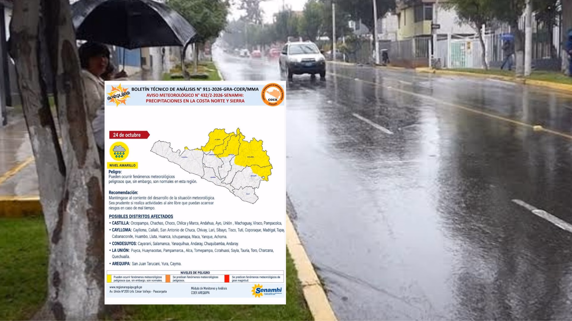 Arequipa: alertan por lluvias, granizo y vientos fuertes en provincias ¿Cuáles son los distritos afectados?